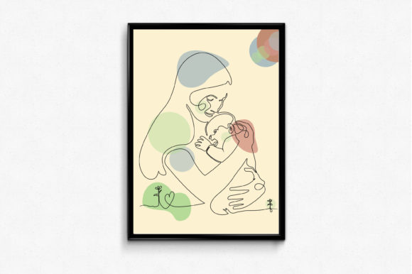 Mom Baby Modern Line Art Illustration Graphics and Illustrations